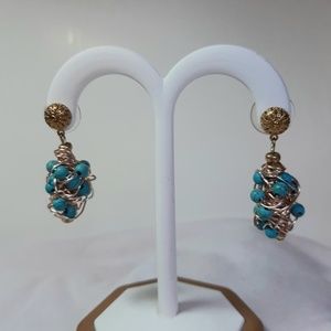 TORNADO BEAD GALAXIES Turqoise Howlite  EARRINGS